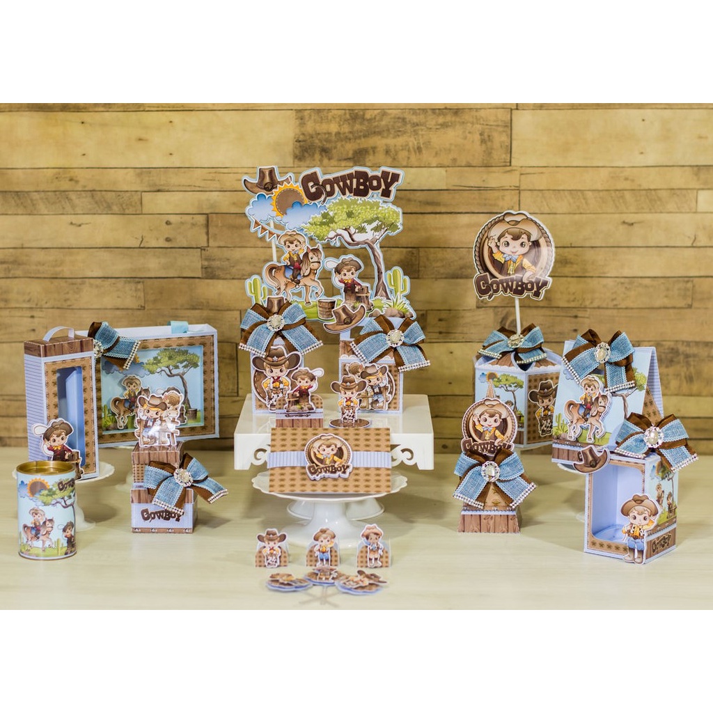 Kit Festa COWBOY Personalizado | Lembrancinhas | Decoração Aniversário | Caixa Milk Pirâmide