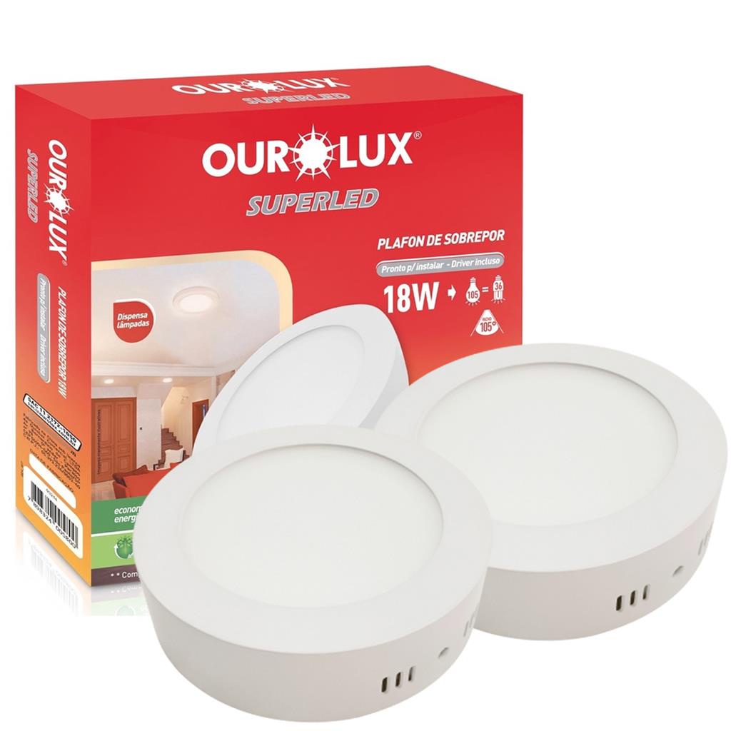 Kit 2 Plafons Led Sobrepor Redondo 18W 6400K Luz Branca em Oferta na Shopee