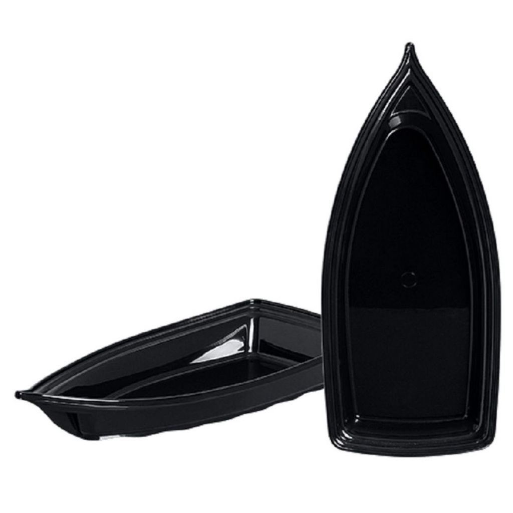 Kit 02 Barca Barco para Açaí Sushi Sashimi Bandeja 42 Preto