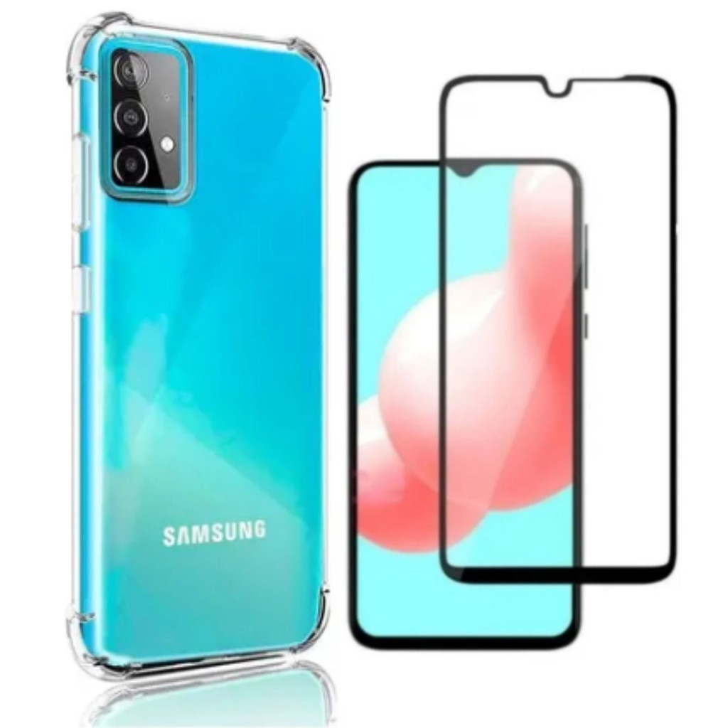Capa Samsung Galaxy A32 5G Tela 6.5 + Película vidro 3D - Capinha Transparente Impacto Antishock