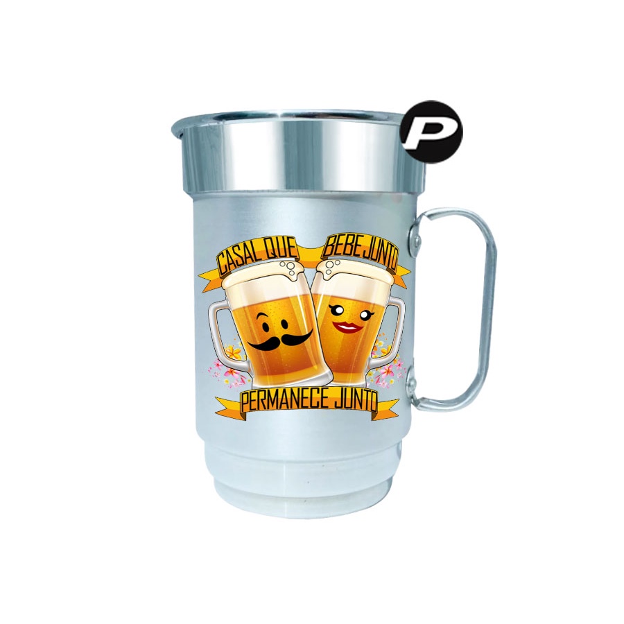 Caneca de Cerveja Carnaval - Casal Que Bebe Junto, Permanece Junto + Tirante