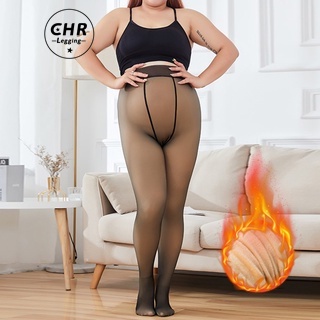 Meia-Calça Térmica Plus Size G1-G3 Forrada Peluciada Translúcida de Lã Feminina Super Elástica Slim