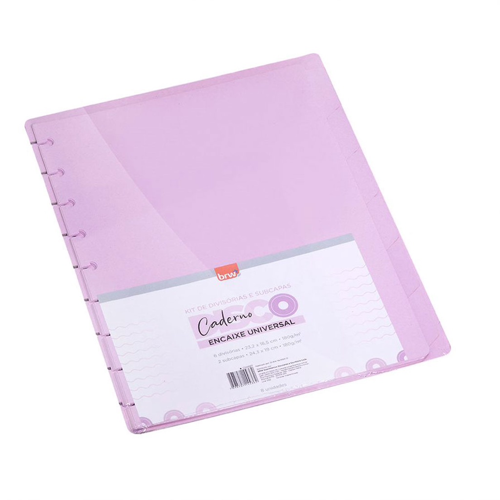Kit Divisoria Separador Divisor  e SubCapas para Caderno Disco Brw Lilas