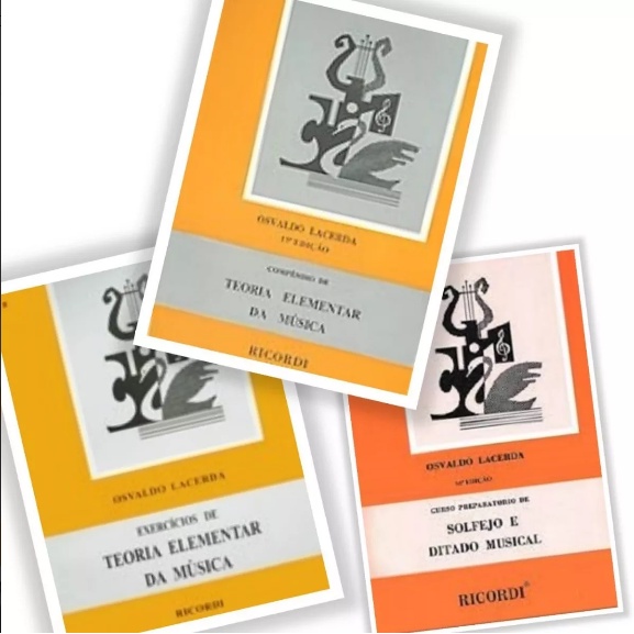 Kit 3 Métodos Osvaldo Lacerda - Exercícios, Compêndio, Solfejo e Ditado Musical - Ed. Ricordi