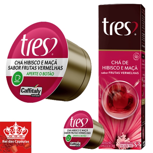 Cápsula Três Corações - Chá de Hibisco e Maçã - Caixa Com 10 Unidades