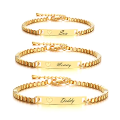 Vnox Pulseira De Aço Inoxidável Gravado Personalizada Fimily Jóias Para O Bebê Pai Mãe