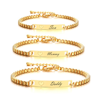 Vnox Pulseira De Aço Inoxidável Gravado Personalizada Fimily Jóias Para O Bebê Pai Mãe em Oferta na Shopee