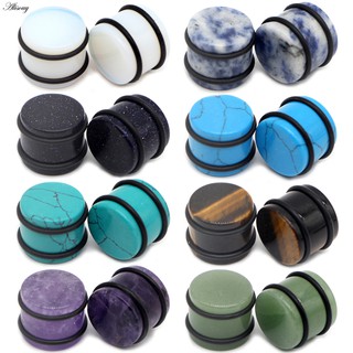 Alisouy 2PCS Orelha De Pedra Tampões De Femininos Túnel De Carne Expansor Jóias De Corpo Maca 5-16mm