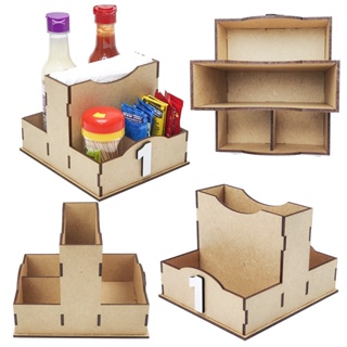 Kit 10 Porta Guardanapos Galheteiro Mdf Crú Lanchonete Bar em Oferta na Shopee