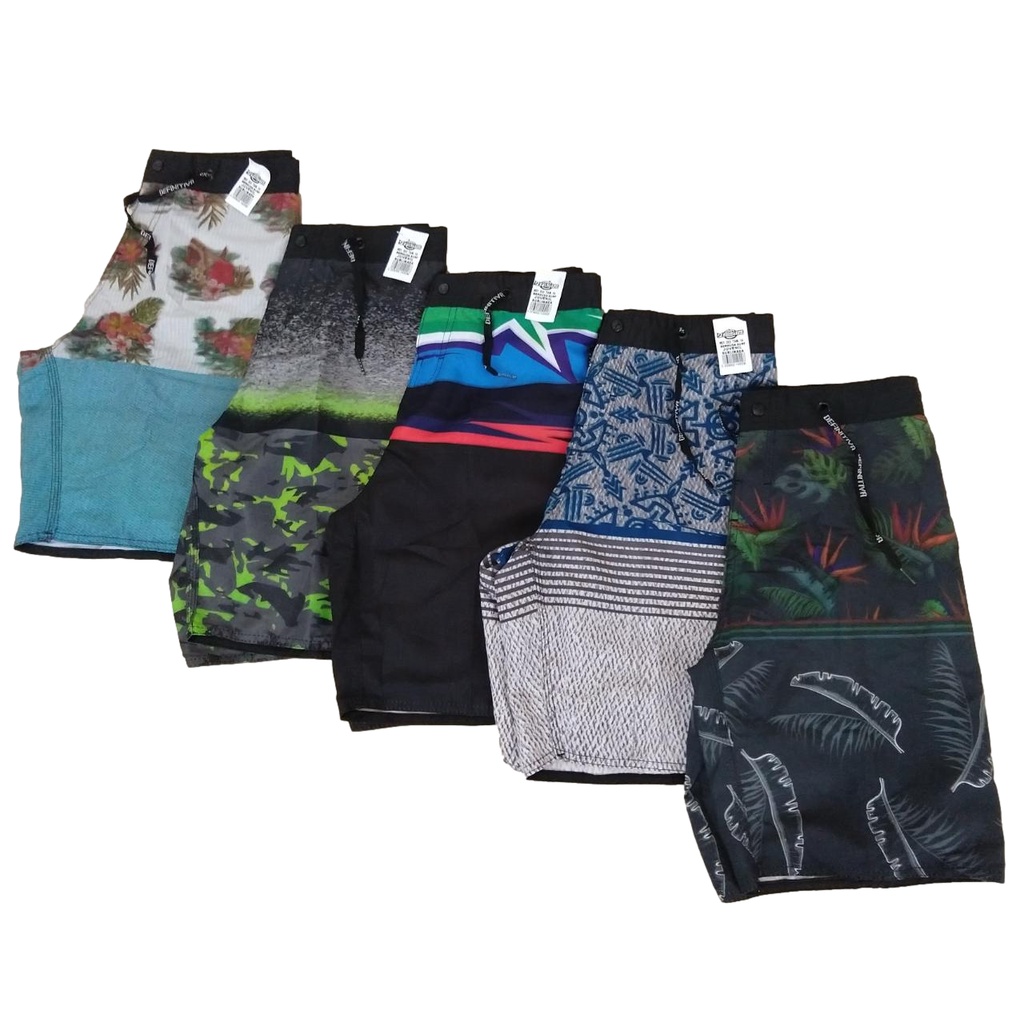 5 Bermudas Elastano Estampadas Juvenil Moda Praia Tactel Surf