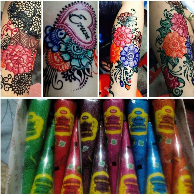 Rs Waterproof Body Paint Indian Mehndi Temporary Tattoo Wedding Makeup Tools Shopee Brasil