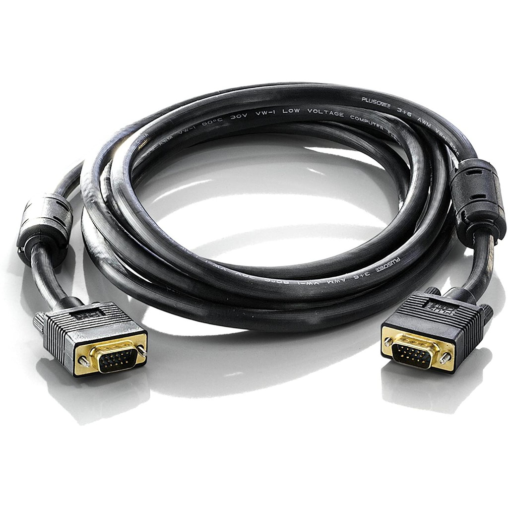 Cabo para Monitor 3 metros VGA / SVGA / RGB Gold com Filtro de Ferrite blindado injetado nas duas pontas. Terminação: HD15 macho x HD15 macho (DB15).