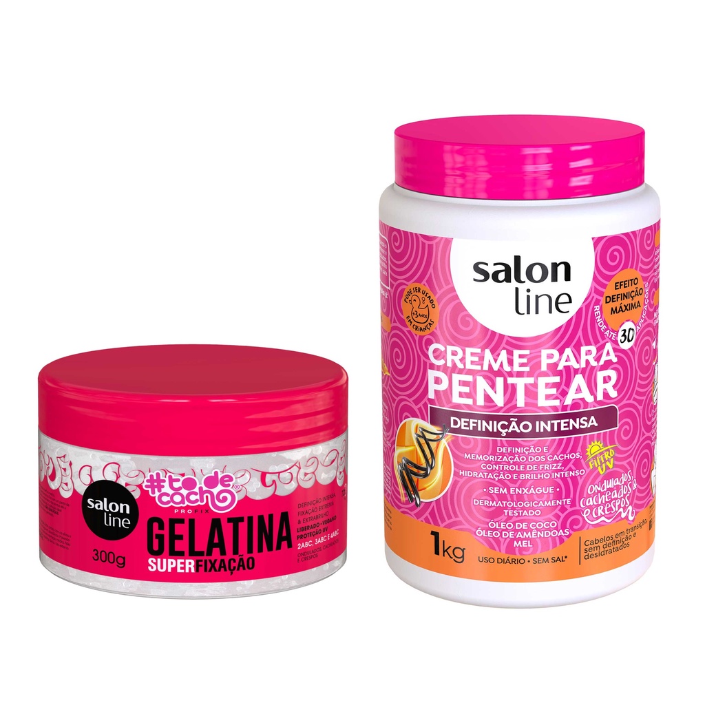 Kit Creme Para Pentear Definicao Intensa 1kg E Gelatina Super Fixacao 300g Para Cabelos Cacheados E Ondulados Salon Line Shopee Brasil