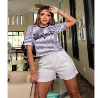Crooped de Malha Feminino Listrado Tendência Verão envio imediato!!!