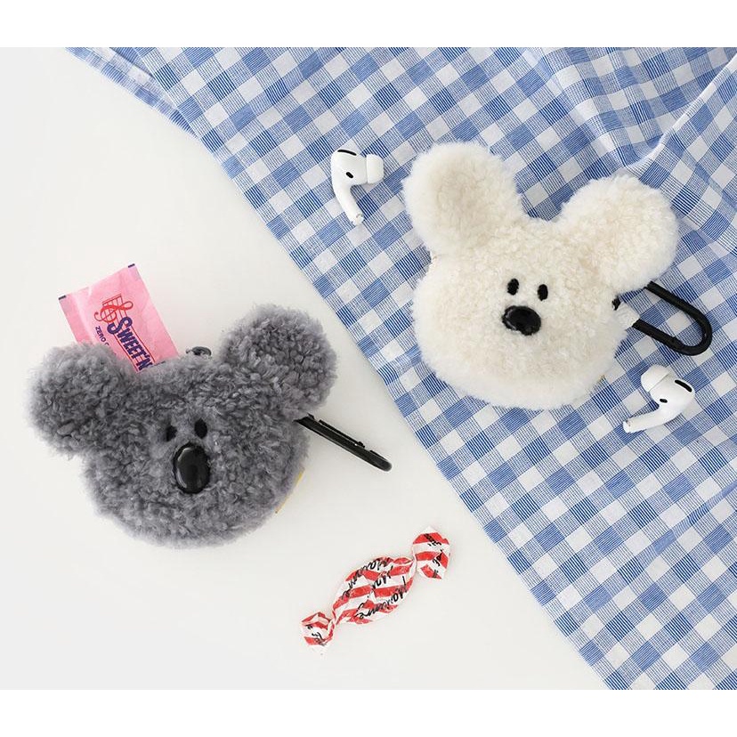 Shearling Fur Little Paper Airpods/Pro Bolsas Fofas Animal Carregando Chaveiro