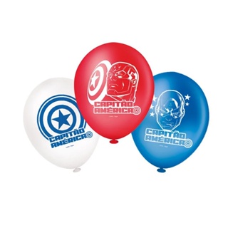 Balão Latex Redondo 9 Polegadas Festa Capitão America - 25 Unidades - Regina Festas - Rizzo em Oferta na Shopee