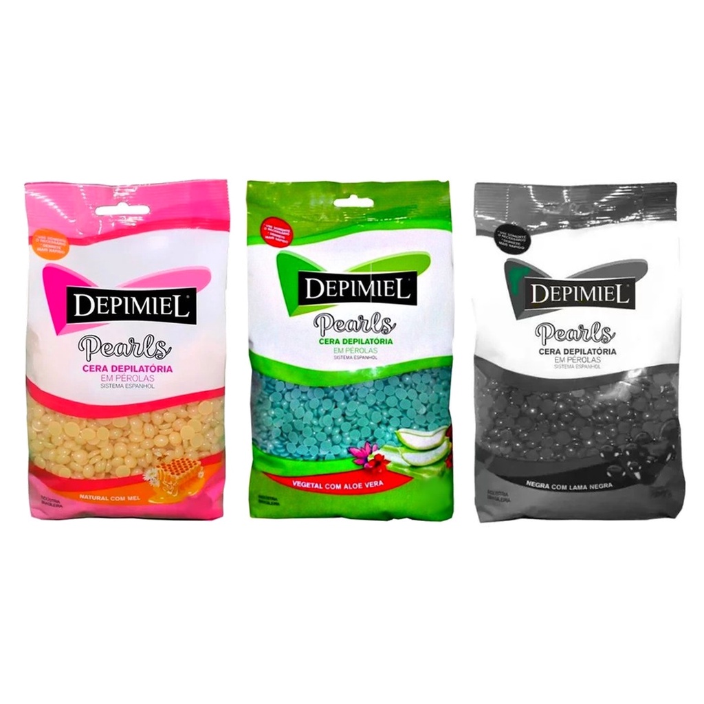 Cera Depilatória Depimiel em Pérolas - Sistema Espanhol 200g- Mel - Aloe Vera - Mel em Oferta na Shopee
