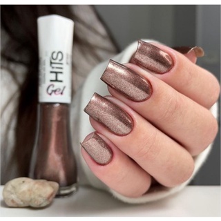 Esmalte de Unha - Hits - Efeito Gel" - Cor Bronze Perolado "Pedra do Sol" - 8ml - 5FREE - Hipoalergênico