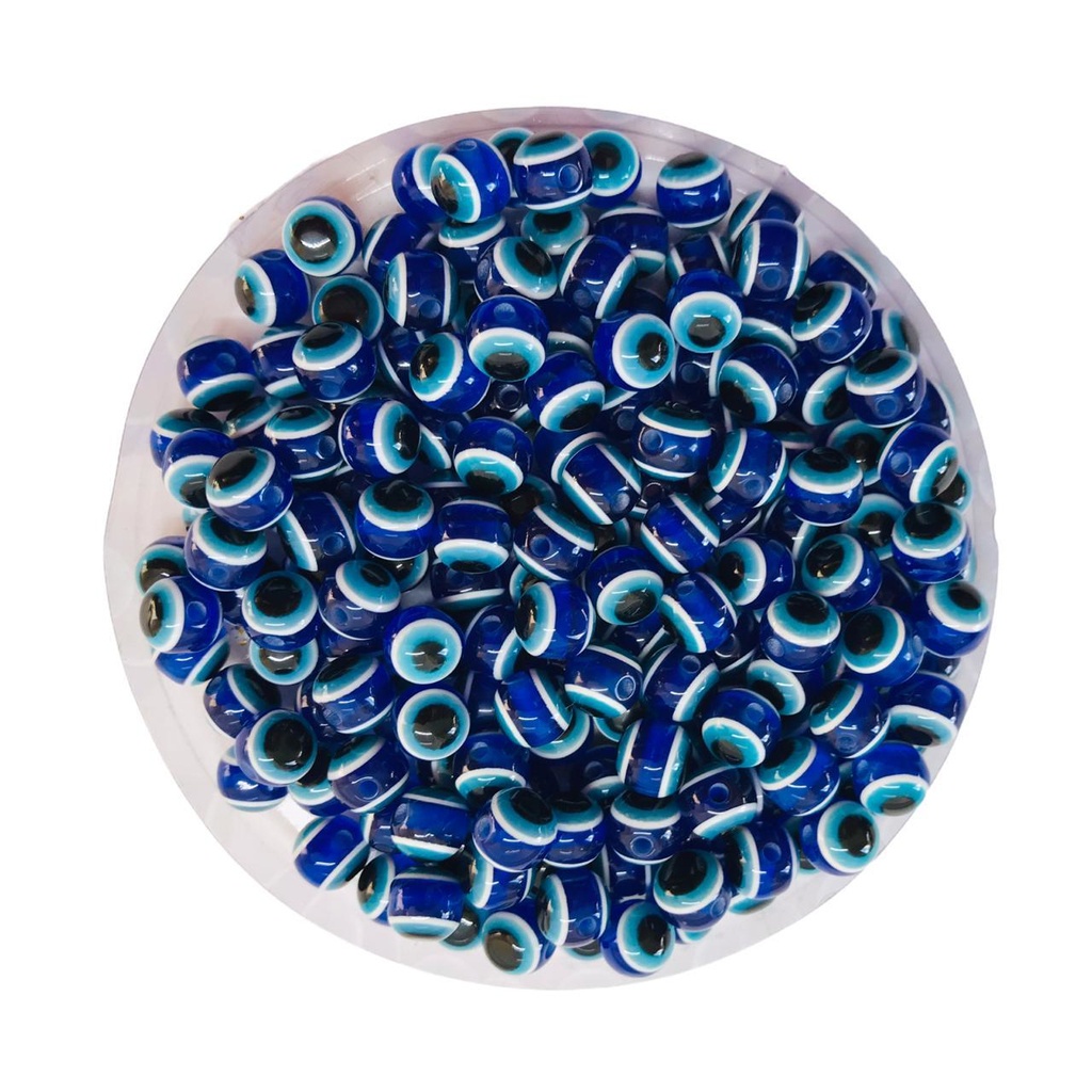Miçanga - Bola Olho Grego Azul c/ Furo Passante - 6mm - 50Gr