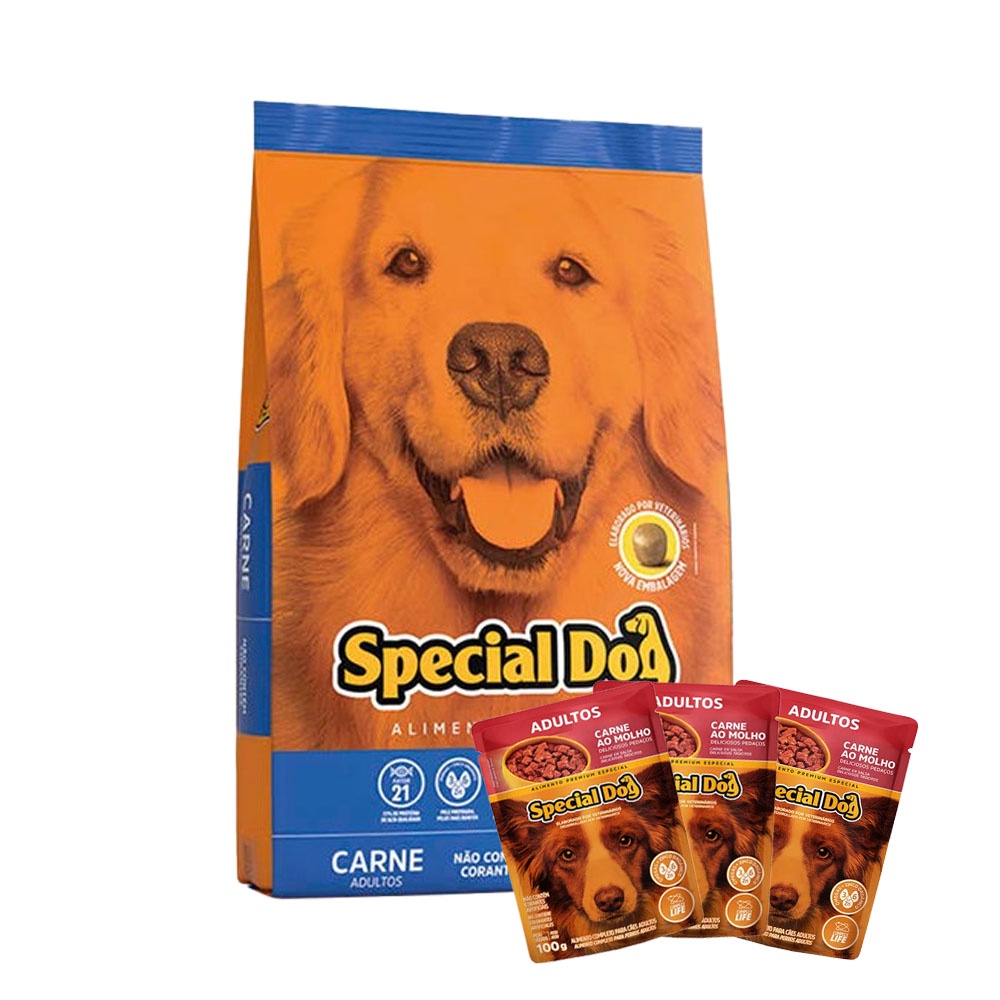 Ração Special Dog Cães Adultos Carne - 15Kg + Sache em Oferta na Shopee