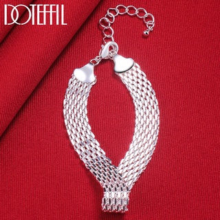 DOTEFFIL Corrente De Pulseira De Prata Esterlina 925 Para Festa De Noivado Jóias De Moda