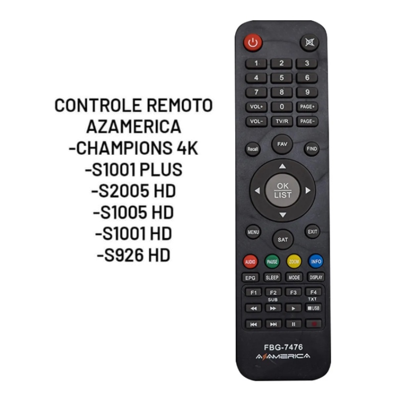 7476 Controle Remotor Receptor azamerica S1001 S1005 S926 s 2005