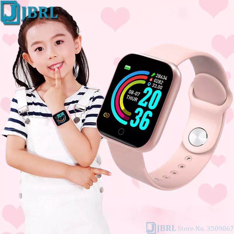 Smartwatch D20 relógio de pulso infantil  feminino na cor rose batimentos cardiaco