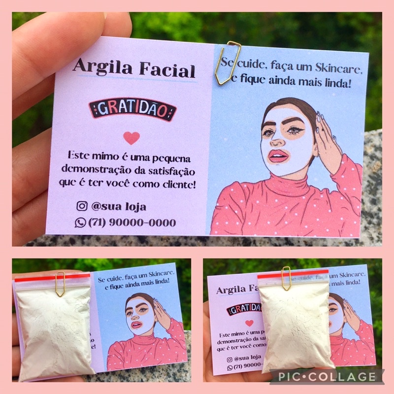 20/50 mimo para cliente argila com cartão de agradecimento ao cliente lembrancinha para cliente personalizado criativo