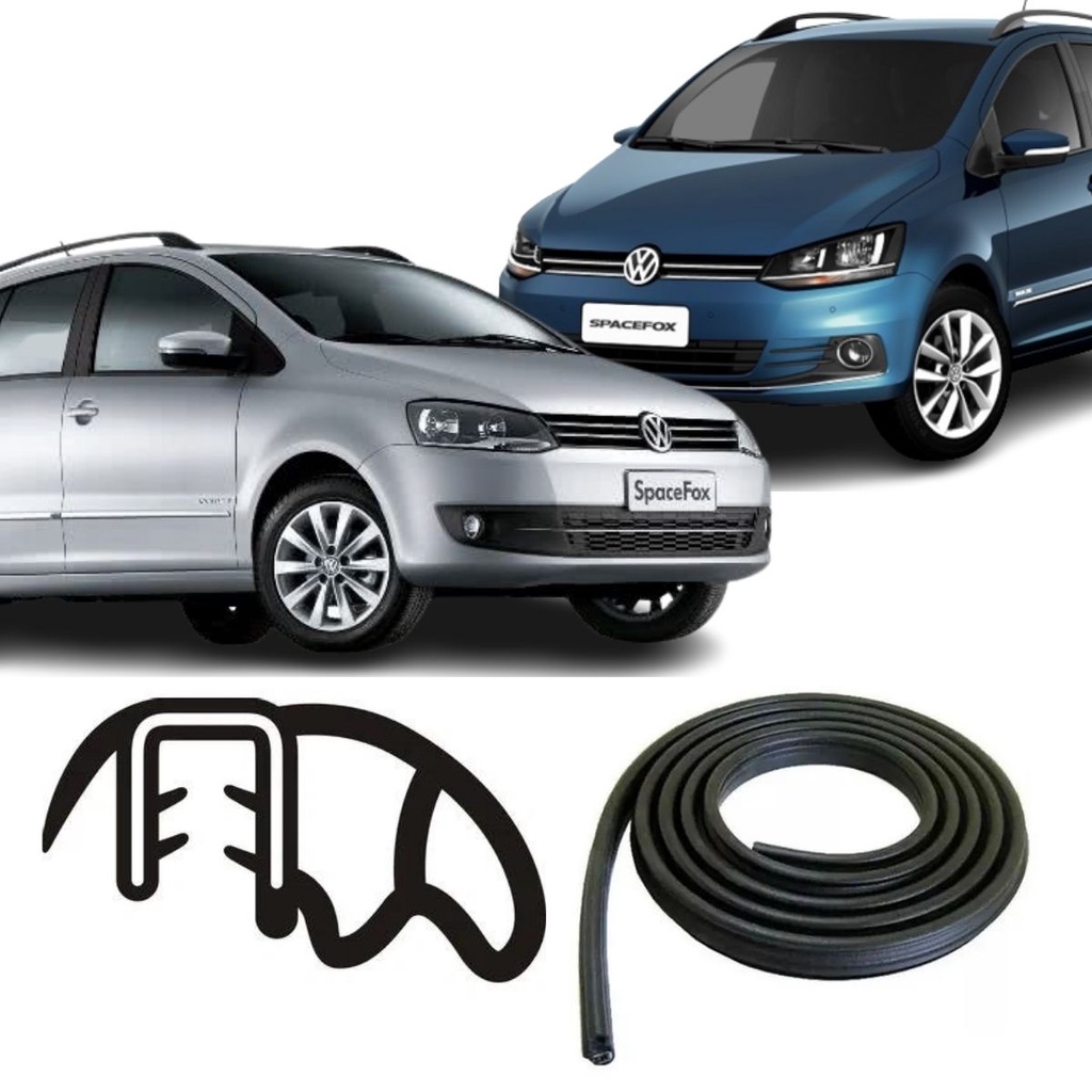Borracha De Porta Traseira Preta Estriada Vw Spacefox 06/18 em Oferta na Shopee