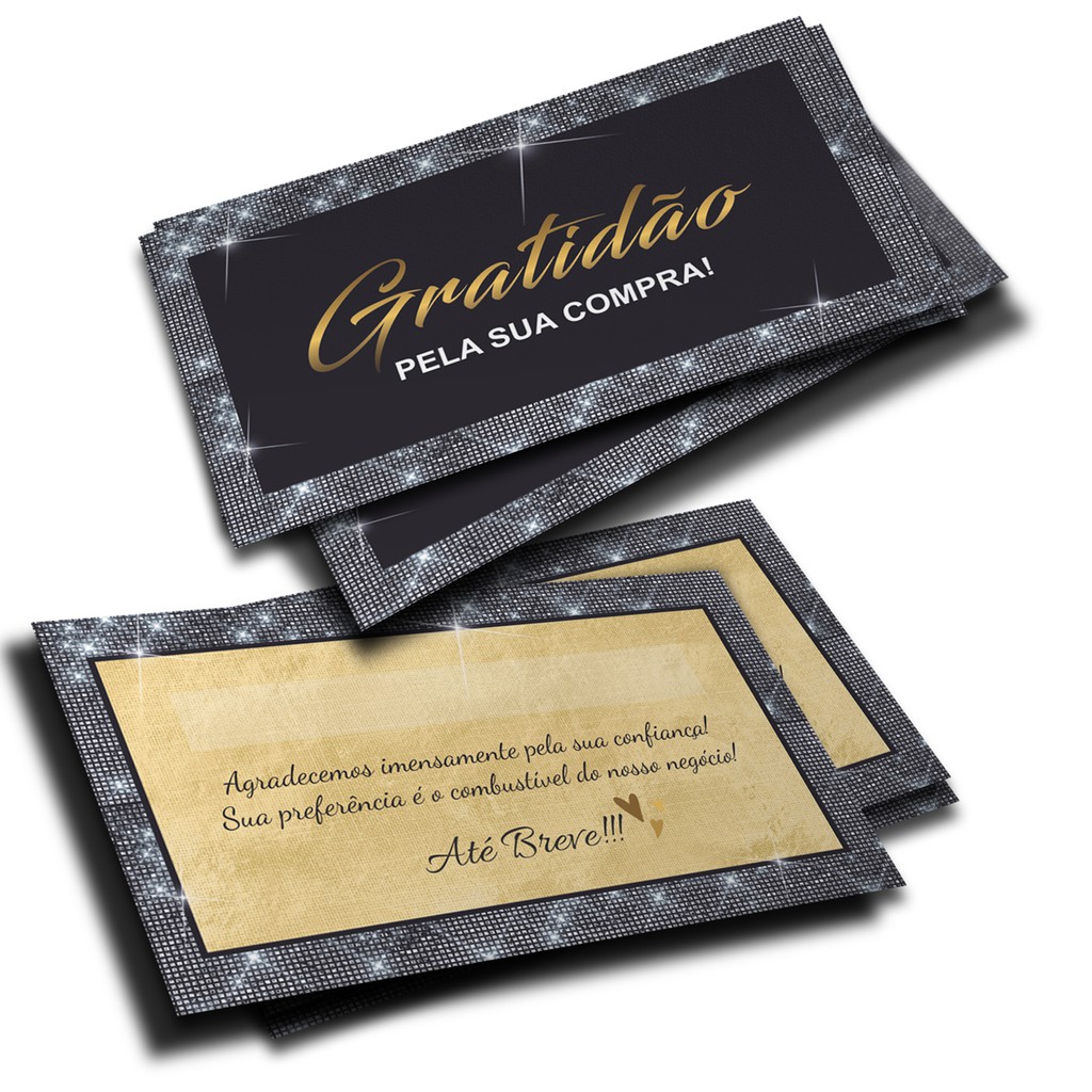 Cartão de Agradecimento Gold (Obrigado / Gratidão  pela sua compra) Pct 100 em Oferta na Shopee