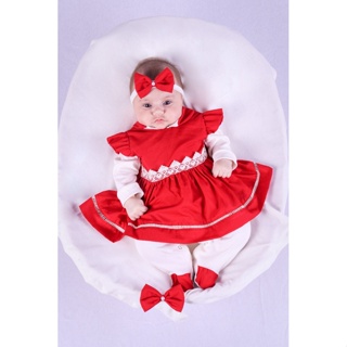 Kit Saída de Maternidade para Bebê Menina com Vestidinho liso 100% Algodão 04 Peças com Vestidinho em Oferta na Shopee