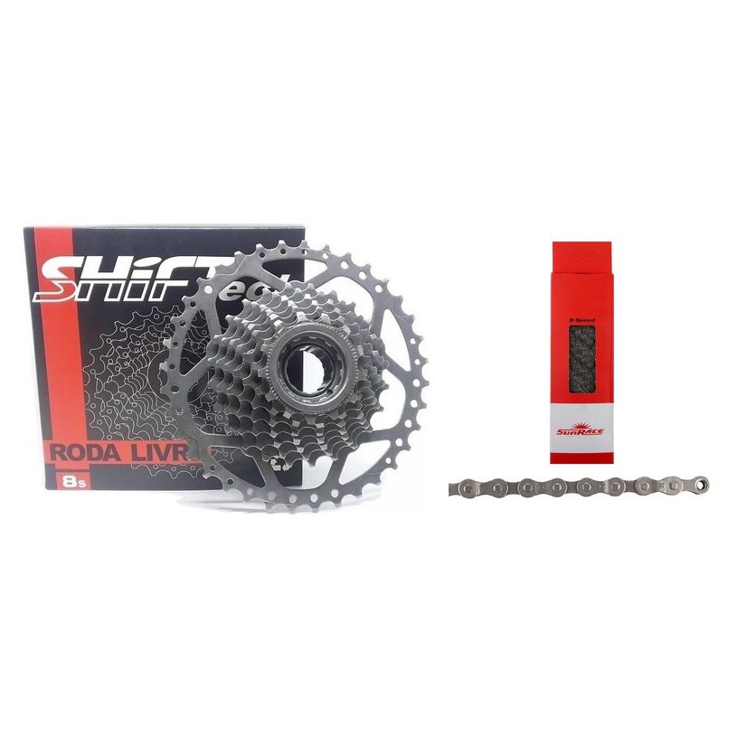 Catraca Roda Livre Shift Tech Rosca 8v 13-36 24v Mtb Bike + Coreente Sunrace 8v