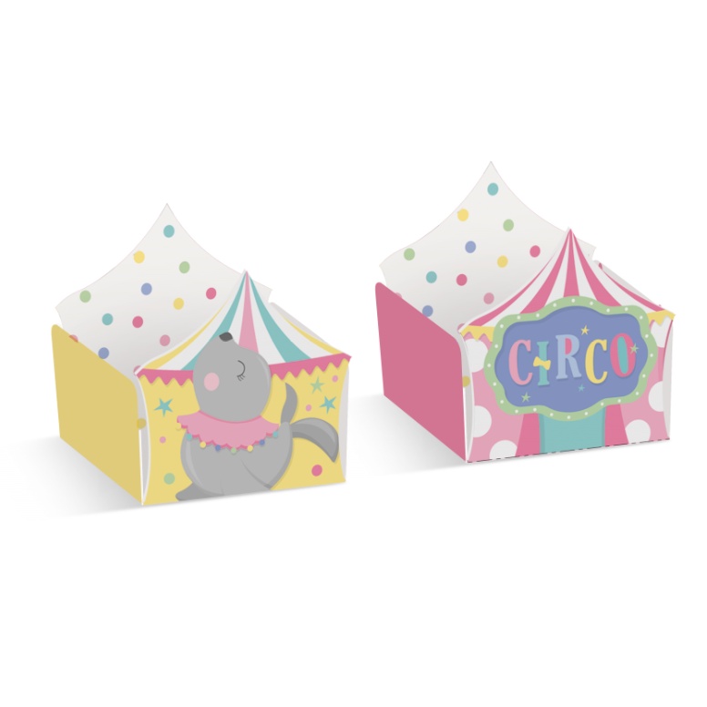 Forminha para Doce Reta Circo e Foca Festa Circo Rosa - 24 unidades - Cromus - Rizzo - Home & Living