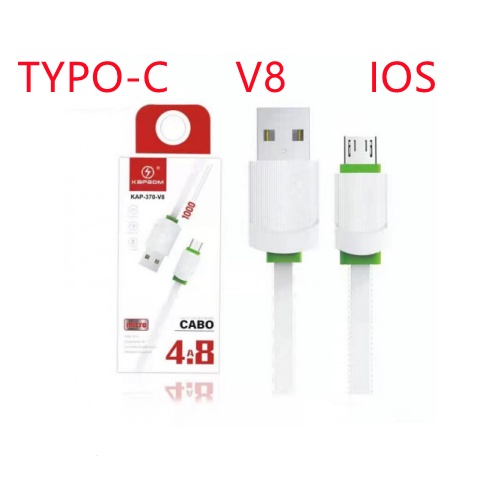 Cabo Carregador 4.8A Usb V8/Type-C/IOS Turbo Rápido 1M/2M em Oferta na Shopee