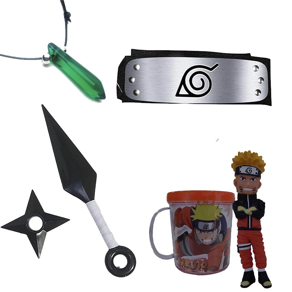 Kit Ninja Naruto Shippuden Kunai e Shuriken Bandana Konoha Folha ...