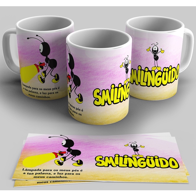 Caneca Smilinguido com frase "Lâmpada para os meus pés é a tua palavra" - Frases Bíblicas Gospel Cristã Evangélica