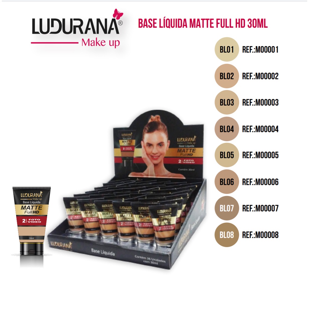 Base Líquida Matte Full HD Foto e Vídeo 30 ml Ludurana