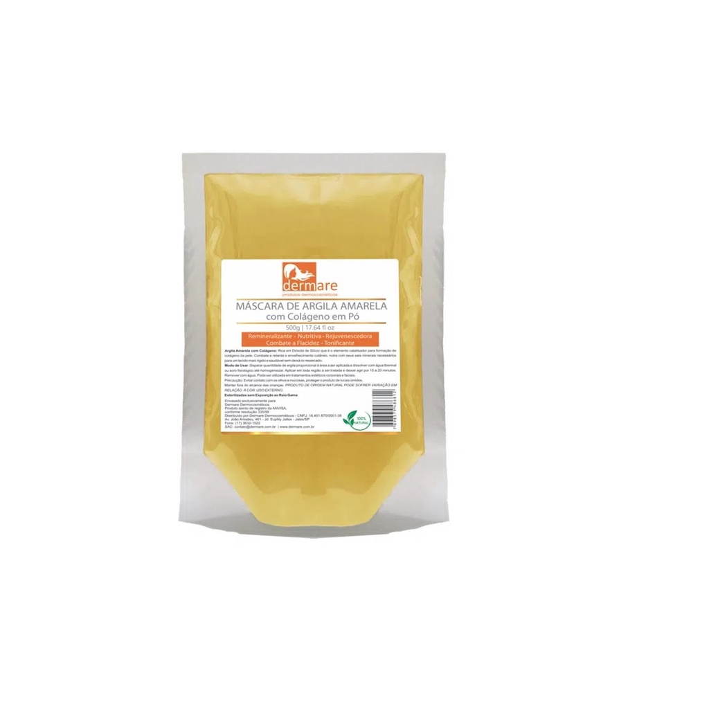 Argila Amarela com Colágeno 500g - Dermare em Oferta na Shopee