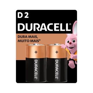 Pilha Alcalina D Grande Duracell com 2 Unidades