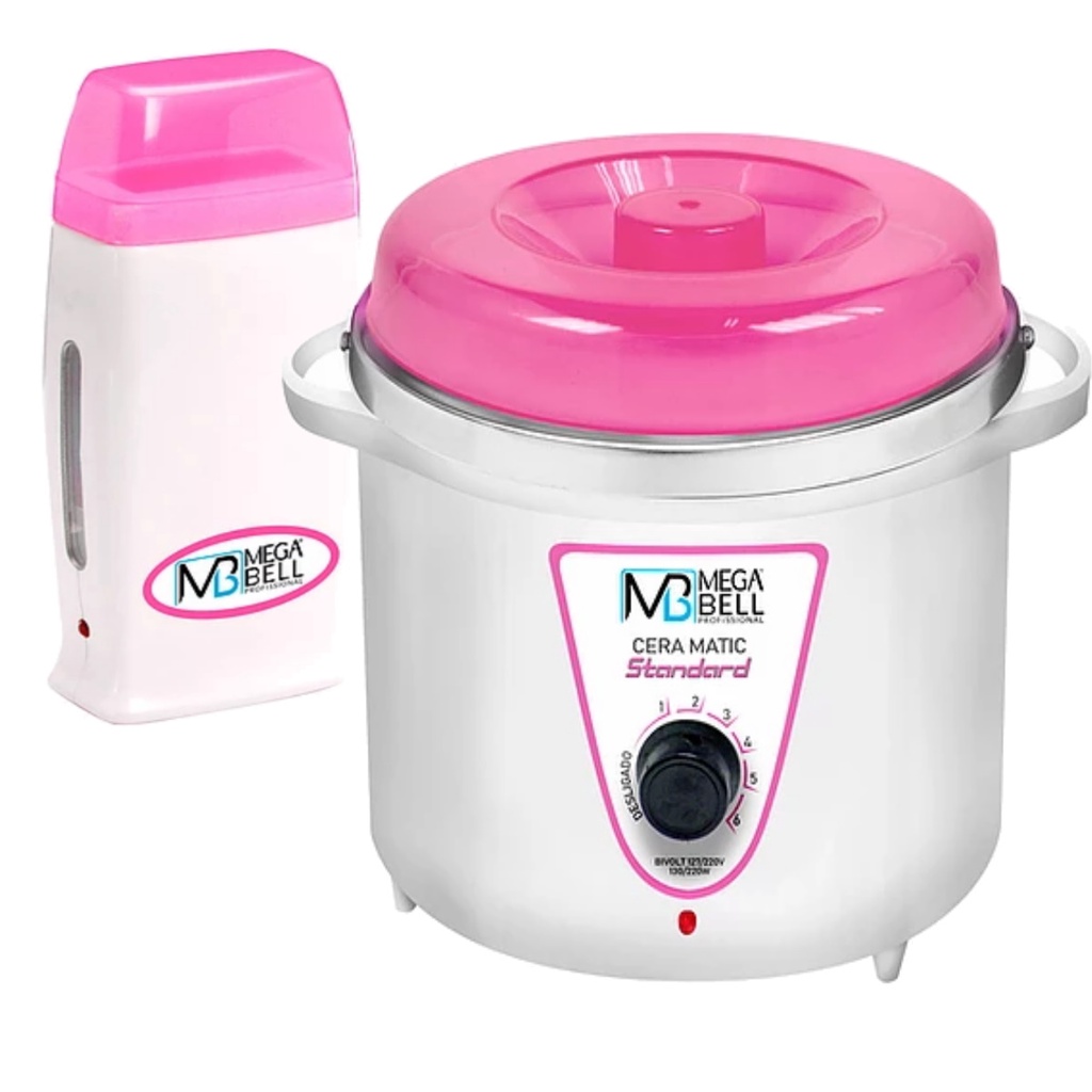 Kit Panela Depilação Termocera 700g Sem Refil Branca Com Rosa + Aquecedor de Cera Roll-on Rosa em Oferta na Shopee