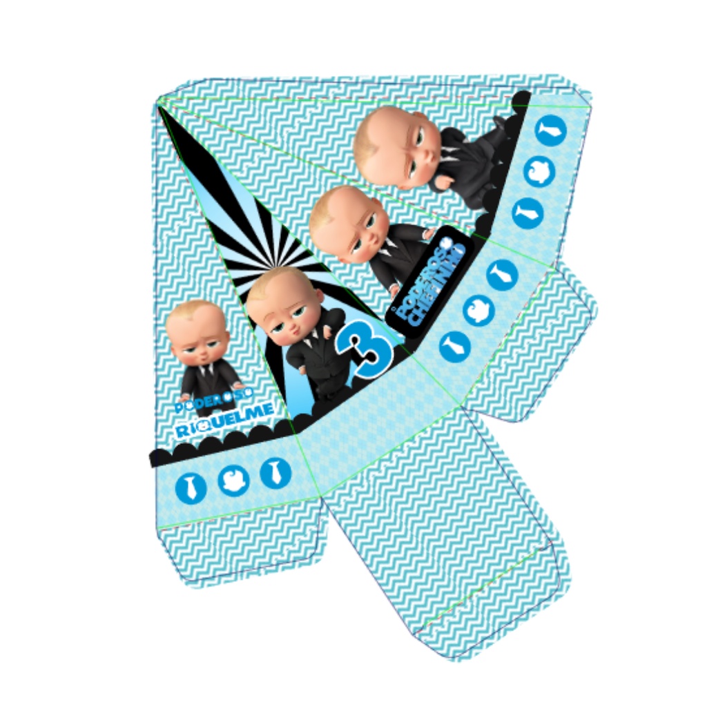 10 Caixas Piramide Personalizada - Tema O Poderoso Chefinho - Lembrancinha Infantil - Arte Impressa