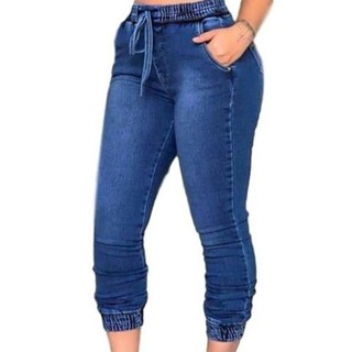 Calça Jogger Jeans Feminina Fec Fashion Premium Azul