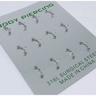 Kit 12 Piercing curvo Micro bell Básico Bolinha Vertical Labret sobrancelha Aço Cirúrgico
