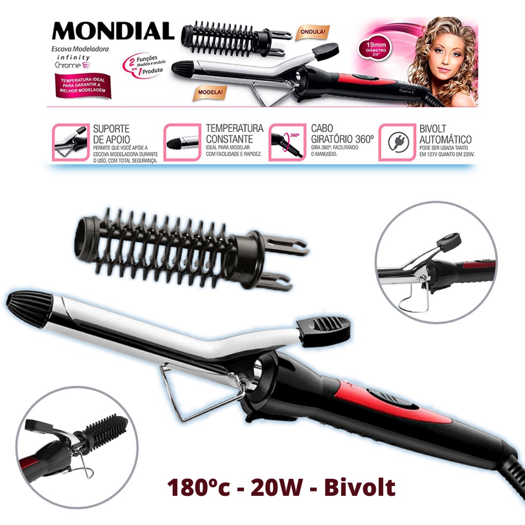 Modelador de Cachos 19mm Mondial Infinity Chrome EM-06 - Novo e ...