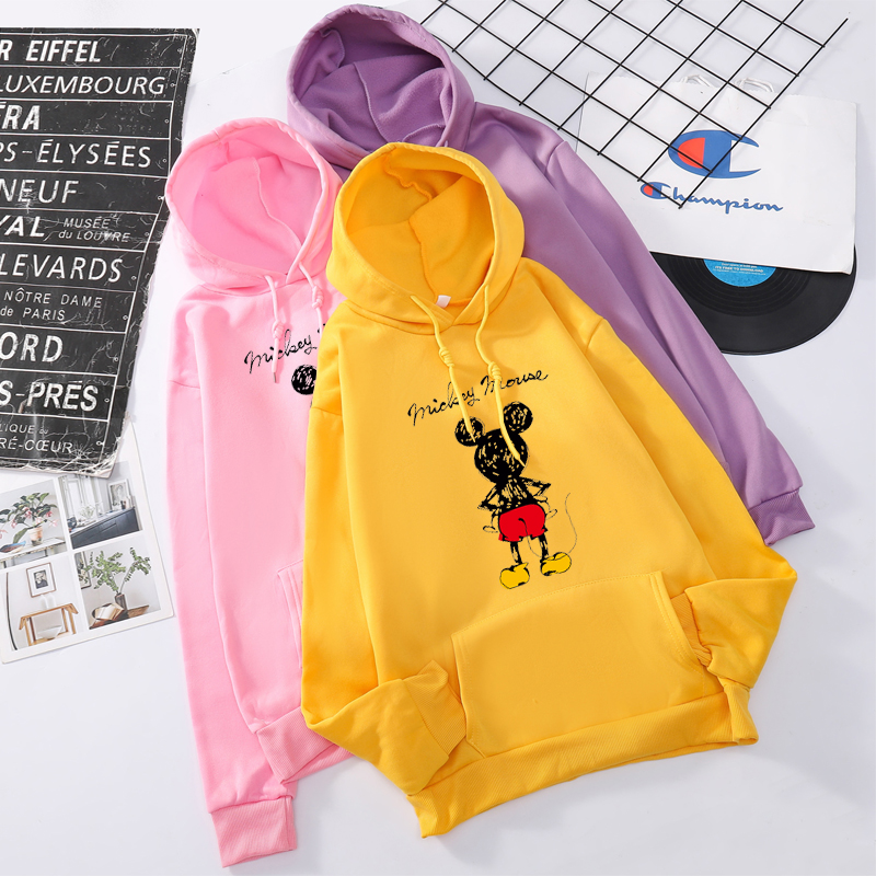 Mickey Moletom Com Capuz 2020 Fino Tamanho Grande Jaqueta Com Capuz Solto Casal Tops Moda Ins C773 | Shopee Brasil
