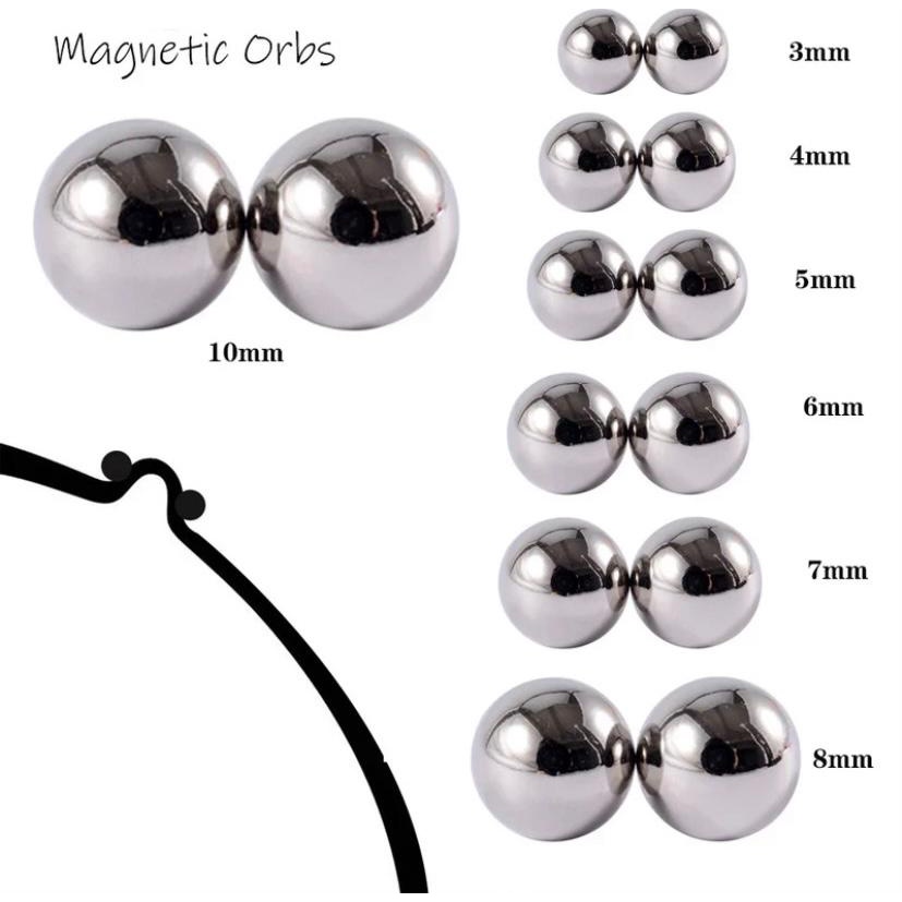 Piercing Íntimo Magnético Unissex Clitóris Mamilos Pênis Tamanho 5mm ( 3 Pares )