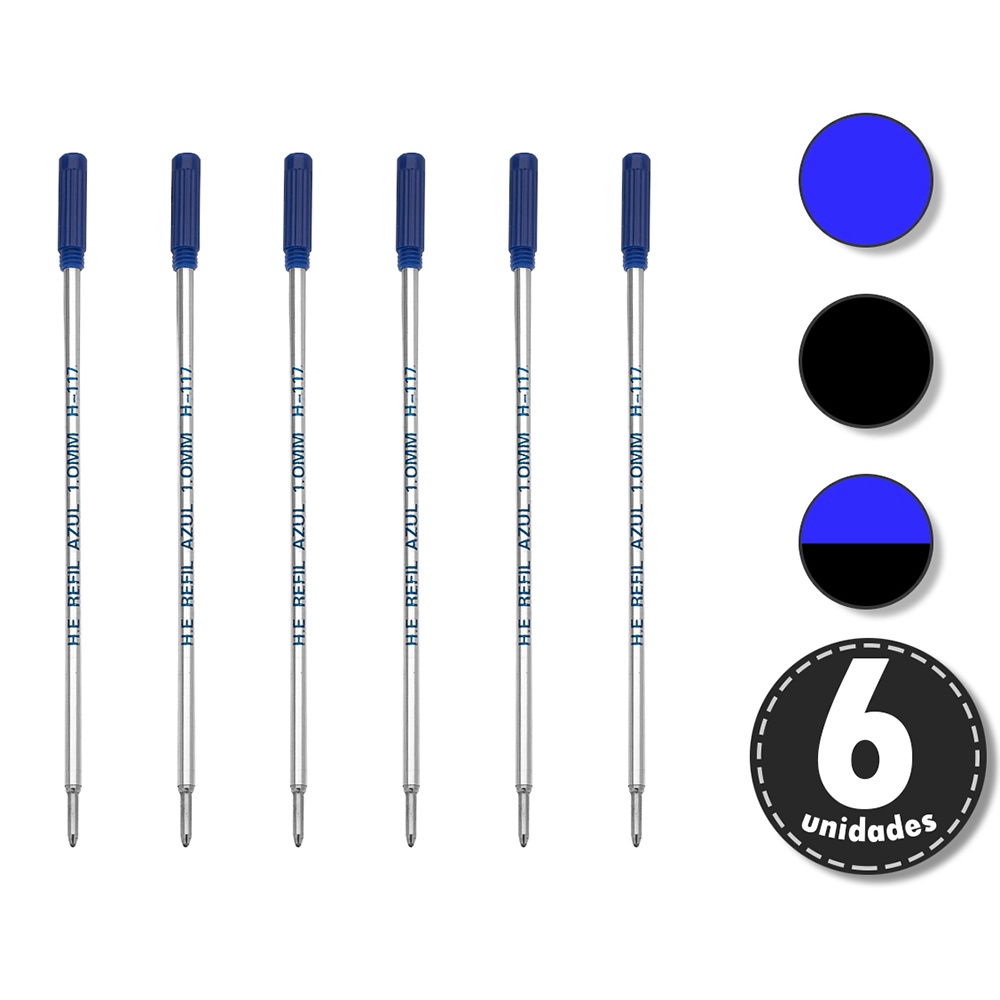Carga Para Canetas Refil Metal - Esferografica Cross 6 Unids OGrife
