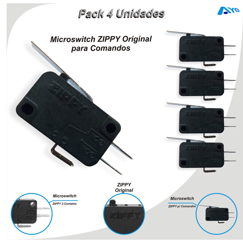 4 Microswitch Zippy para Comandos Arcade (4 Unidades)