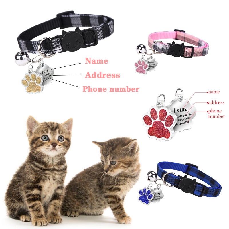 Coleira com Plaquinha de Identificação Gravada para Gatos em Oferta na Shopee