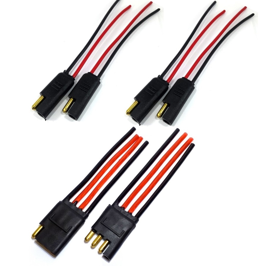 Conector 4 Vias Com fio de 4mm e 2 Plugs 2 Vias c Fio 1,5mm Anti-Erro Caixas Acústicas Som Automotivo